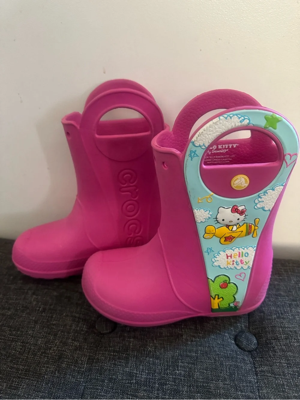 CROCS Kids' Hot Pink Hello Kitty Rain Boots 13